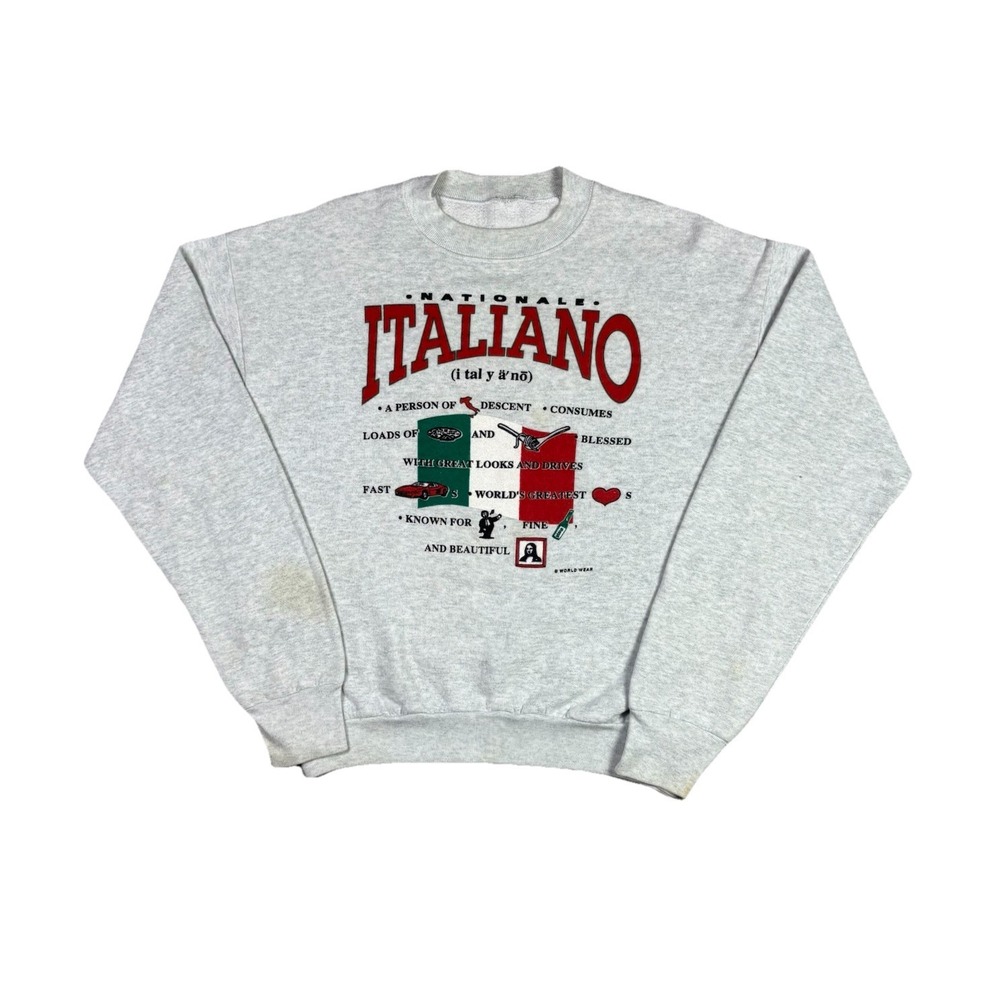 Vintage Nationale Italiano Art Sweatshirt History Promo Gray Adult Medium 90s